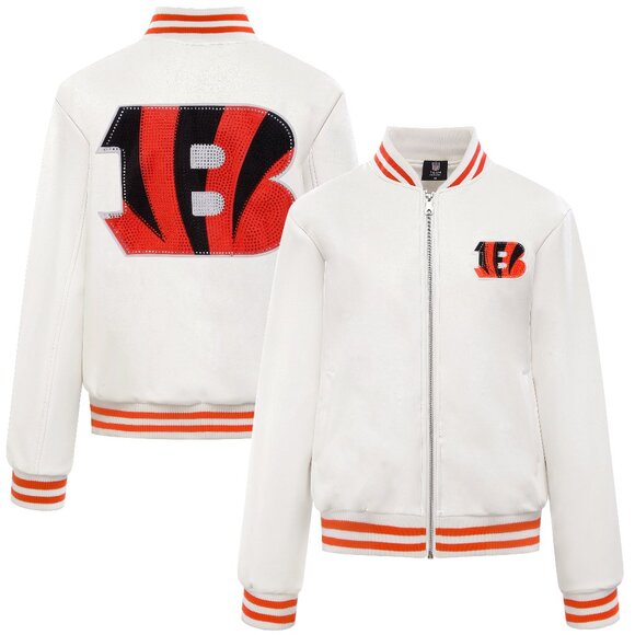 NFL Cincinnati Bengals White Vegan Leather Jacket - Picture 2 of 2